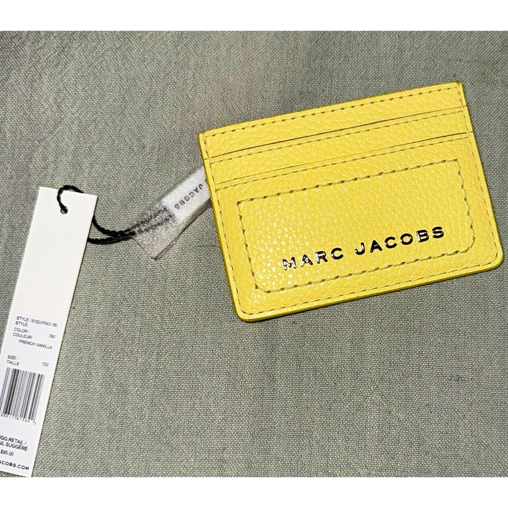 Marc Jacobs Women's Yellow Leather Solid Logo Card Case Business & Credit Holder